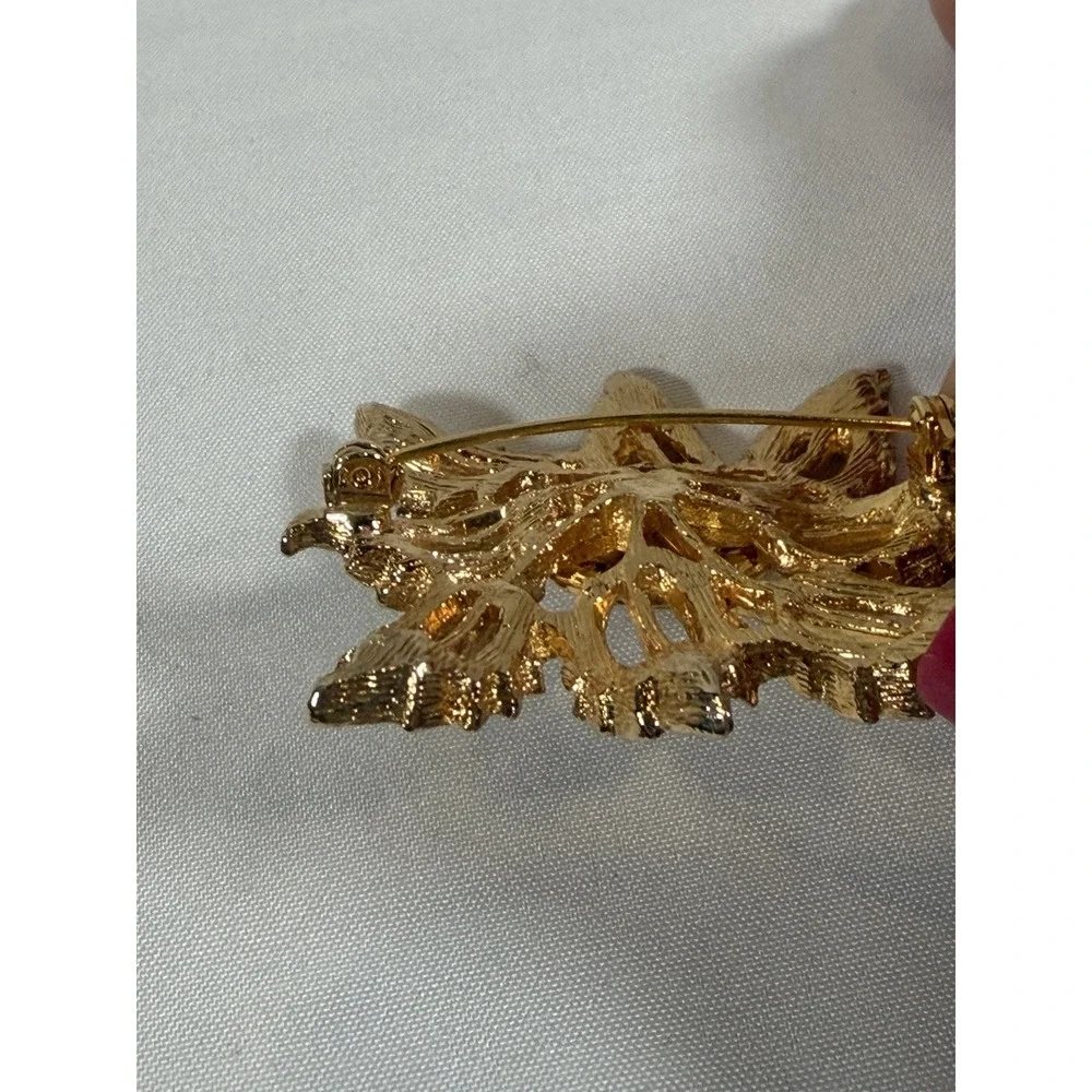 Vintage Order of the Eastern Star Gold Tone Leaf Brooch Pin OES Fraternal Jewel